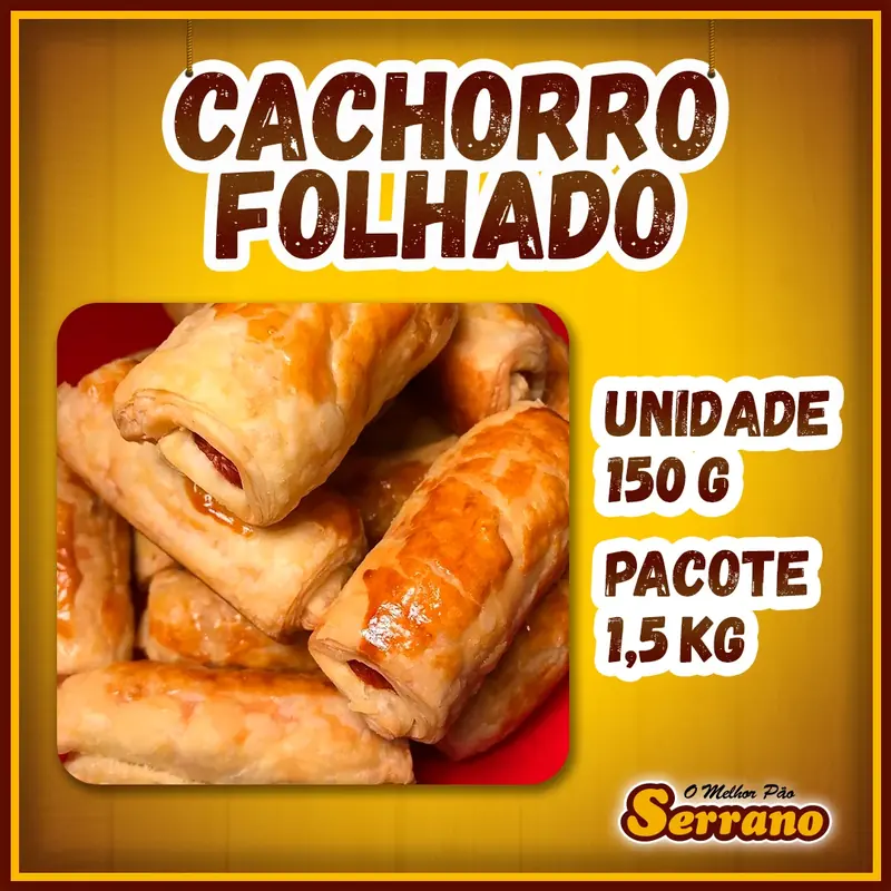 Imagem de apresentação de Cachorro folhado de salsicha Serrano, salgado congelado