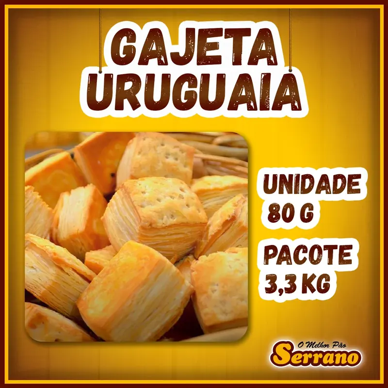 Imagem de apresentação de Gajeta uruguaia Serrano, pão congelado
