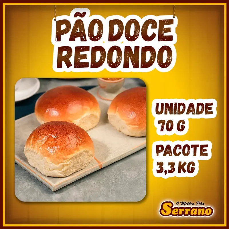 Imagem de apresentação de Pão doce redondo Serrano, pão congelado