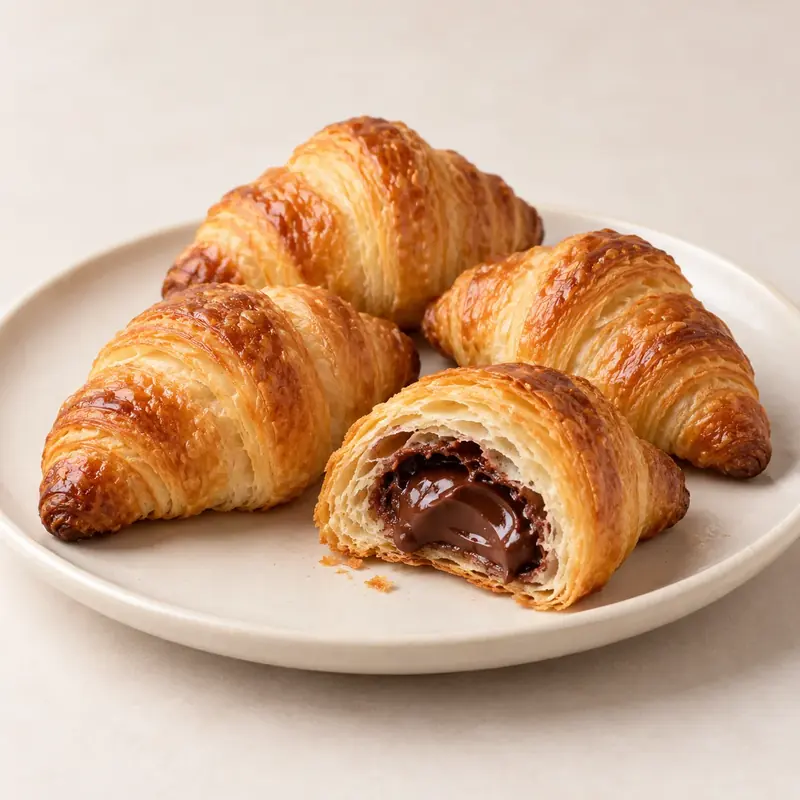 Imagem de apresentação de Mini croissant de chocolate Serrano, salgado para coquetel