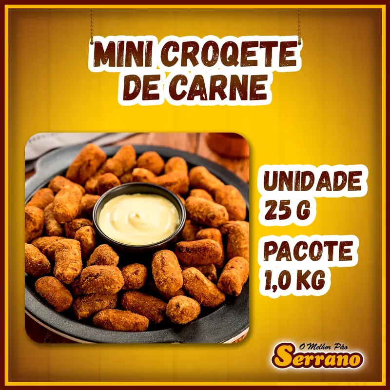 Imagem de apresentação de Mini croquete de carne Serrano, salgado para coquetel