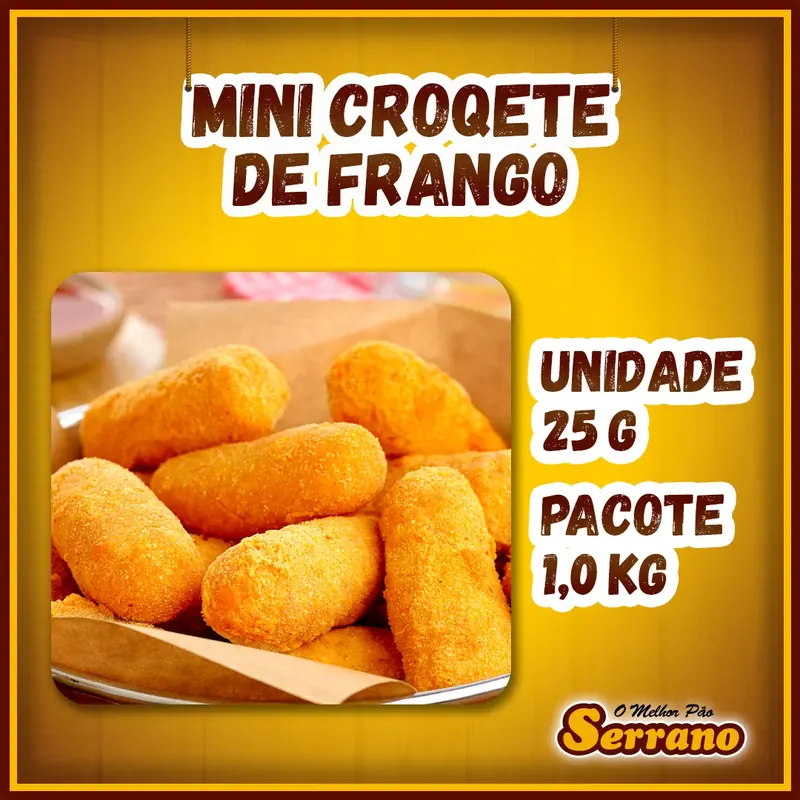 Imagem de apresentação de Mini croquete de frango Serrano, salgado para coquetel
