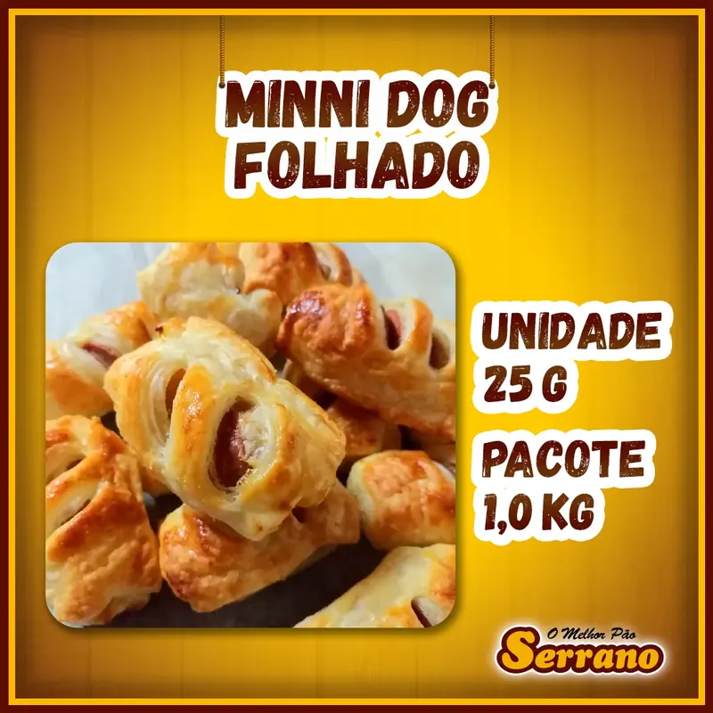 Imagem de apresentação de Mini dog folhado Serrano, salgado para coquetel