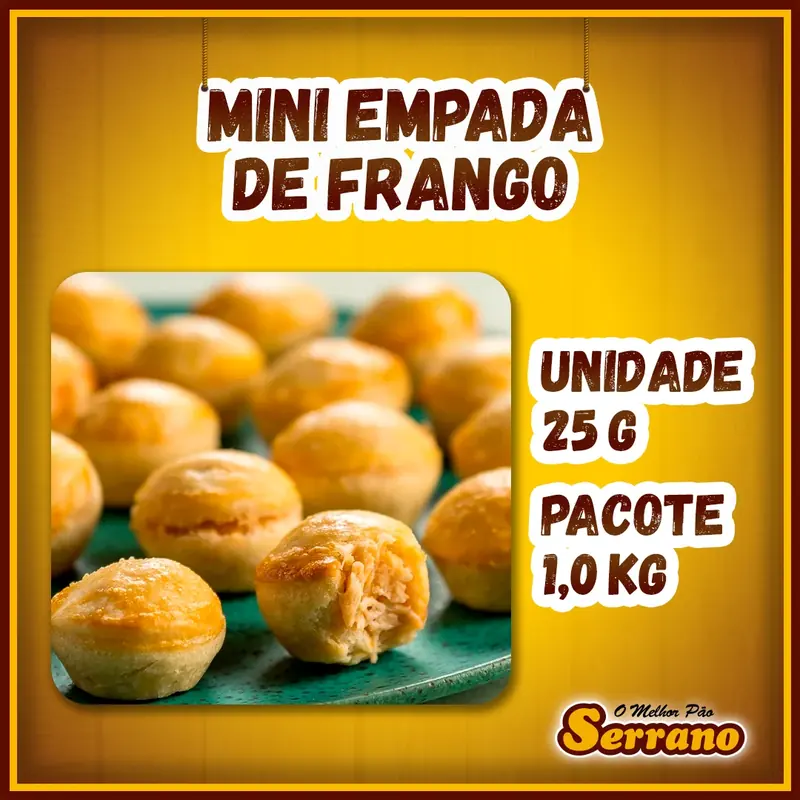 Imagem de apresentação de Mini empadinha de frango Serrano, salgado para coquetel