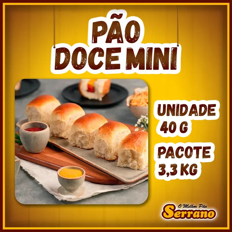 Imagem de apresentação de Pão doce mini Serrano, pão congelado