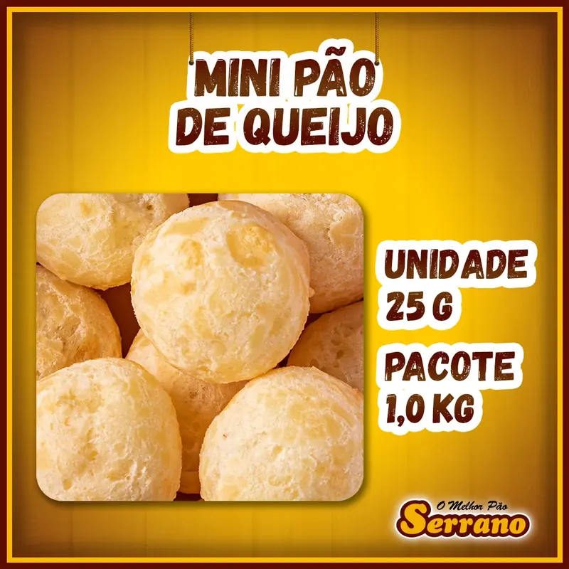 Imagem de apresentação de Mini pão de queijo Serrano, salgado para coquetel