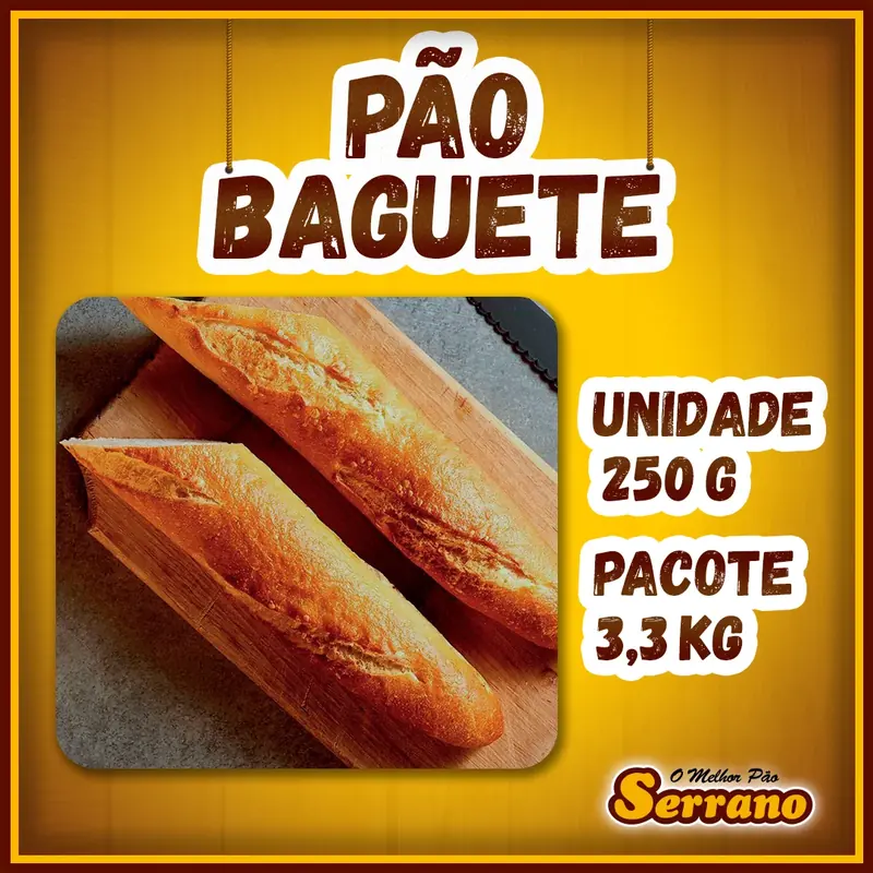 Imagem de apresentação de Baguete 250g Serrano, pão congelado