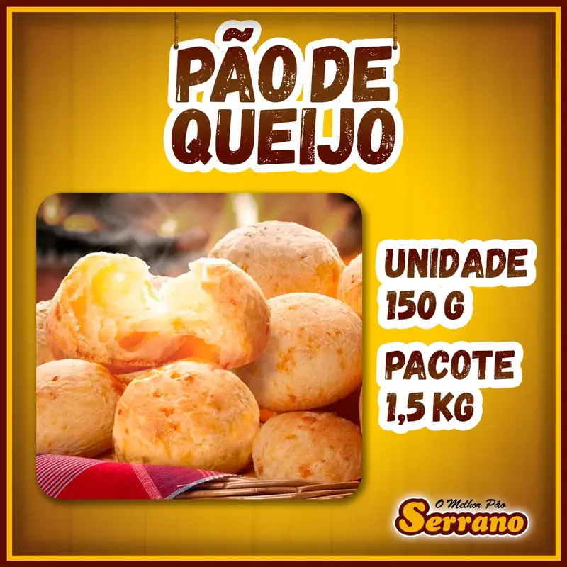 Imagem de apresentação de Pão de queijo Serrano, salgado congelado