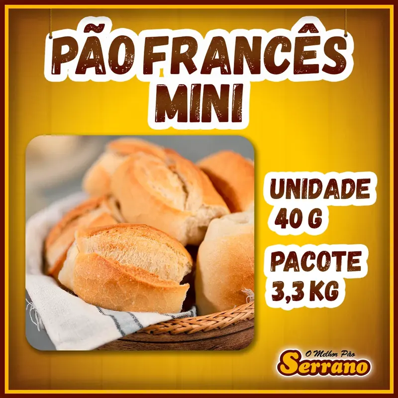 Imagem de apresentação de Mini francês 70 g Serrano, pão congelado