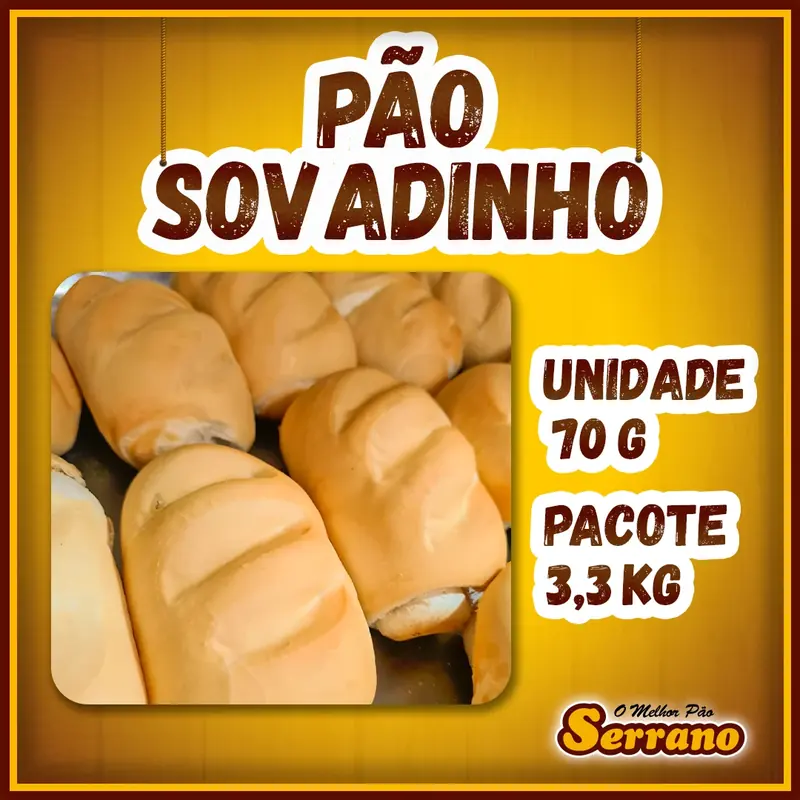 Imagem de apresentação de Pão sovado Serrano, pão congelado