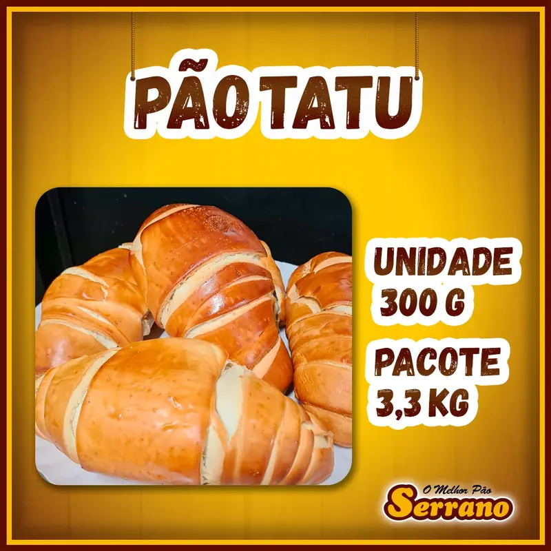Imagem de apresentação de Pão tatu Serrano, pão congelado