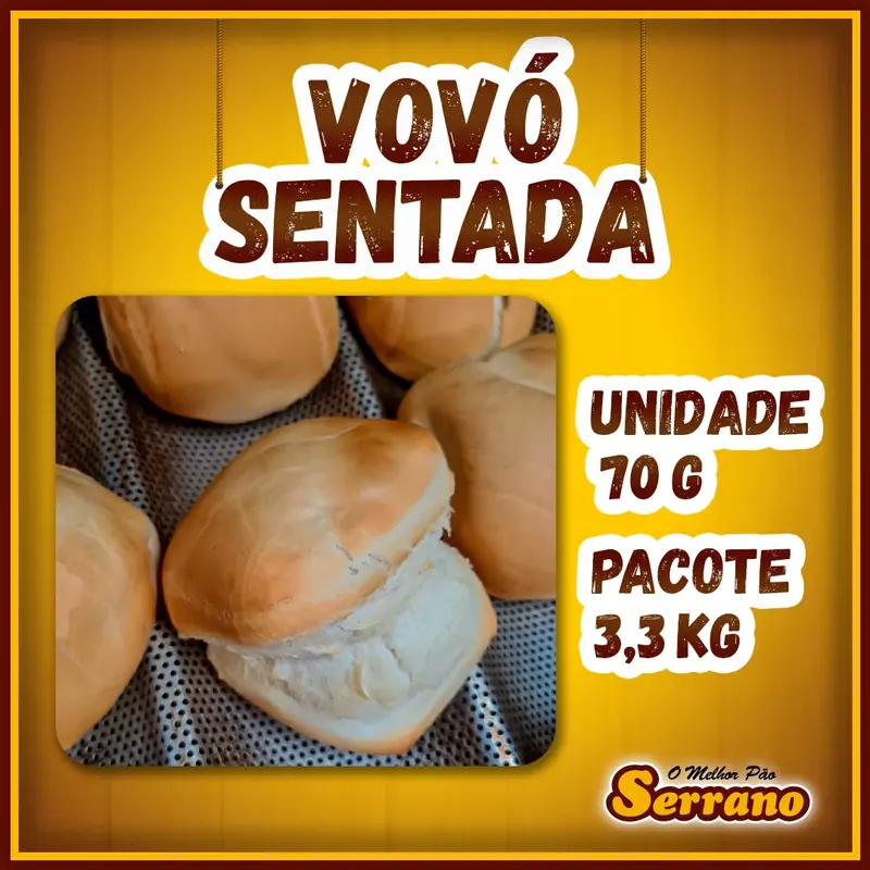 Imagem de apresentação de Vovó sentada Serrano, pão congelado